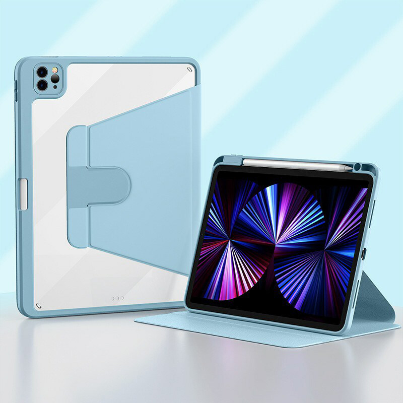 360 Degree Rotatable Smart Case for iPad Air 5th 4th Gen iPad Air 1 5th 6th 2 9.7 iPad Pro 2021 11 12.9 12 9 Inch 2022 2021 2020 2018 iPad 9th 8th 7th Gen with Pencil Holder Casing Cover